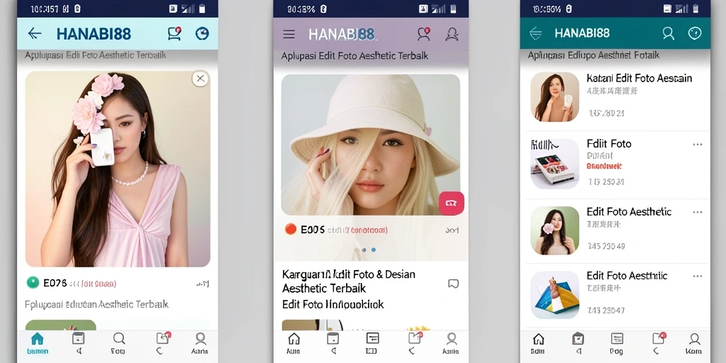 Antarmuka HANABI88 yang menampilkan berbagai fitur editing foto aesthetic.
