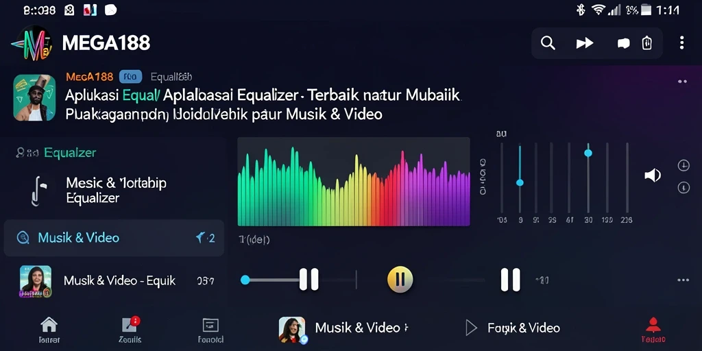 Tampilan antarmuka MEGA188 dengan kontrol Equalizer yang menarik.