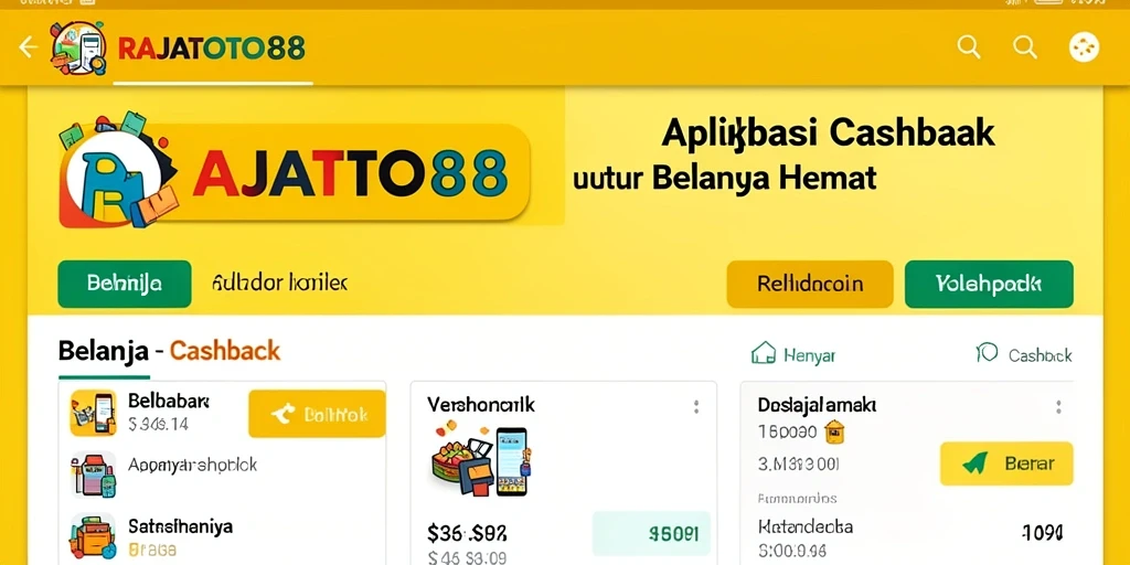 Tampilan utama aplikasi RAJATOTO88 yang menampilkan fungsi Cashback.