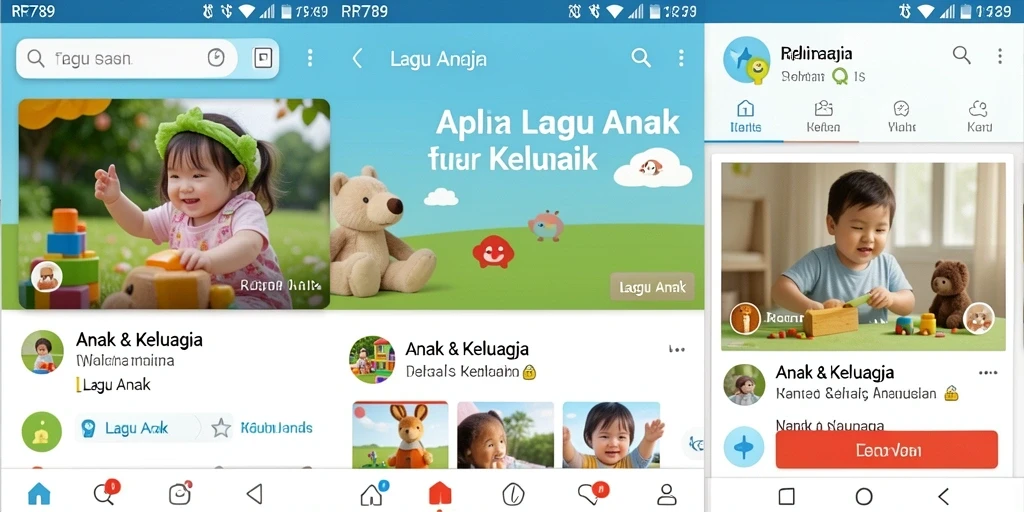 Antarmuka aplikasi RR789 yang ceria dan mendidik untuk anak-anak.